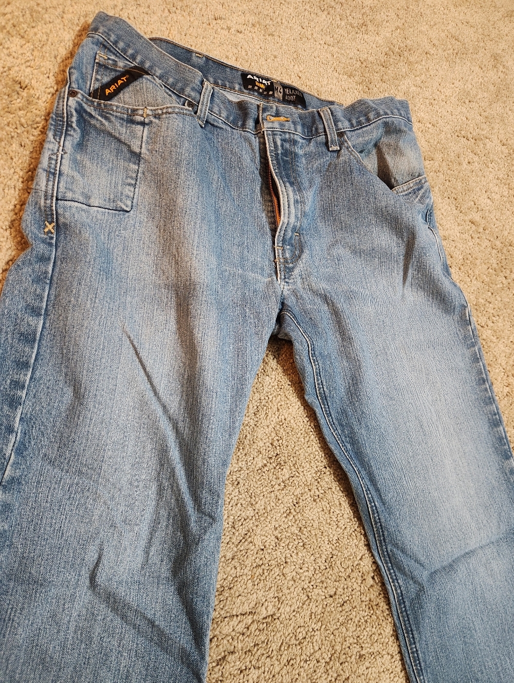 Ariat Men's Light Blue Relaxed Boot M4 Work Jeans 36/34